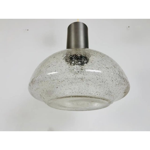 Rare Doria Midcentury Brass and Ice Glass Pendant Lamp, 1960s For Sale - Image 11 of 13
