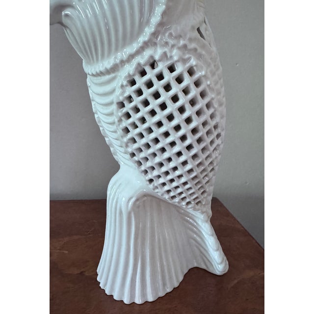 Ceramic Mid 20th Century Italian Ceramic Blanc De Chine Owl Lamp For Sale - Image 7 of 13