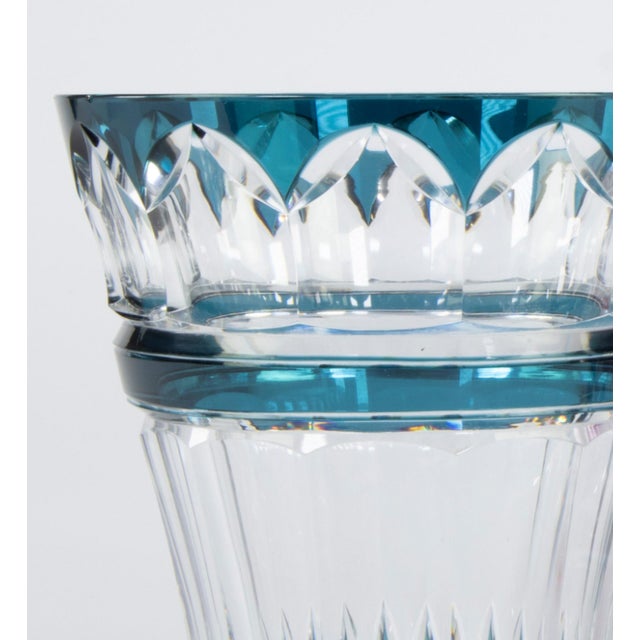 Val Saint Lambert, red clear cut crystal vase, 1950s. This piece has an attribution mark, I am sure that it is completely...