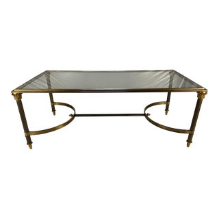 Maison Jansen Mixed Metal and Glass Coffee Table For Sale