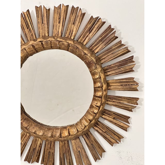 French French Gilt Sunburst or Starburst Mirror (Diameter 20) For Sale - Image 3 of 8