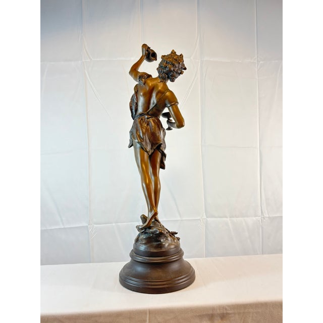 Antique French L. & F. Moreau Bacchus Spelter Sculpture, 28"h For Sale - Image 9 of 18
