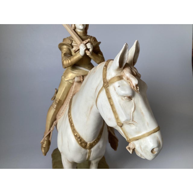 Hand Painted Porcelain Figure of Joan of Arc Riding a Horse For Sale - Image 11 of 11