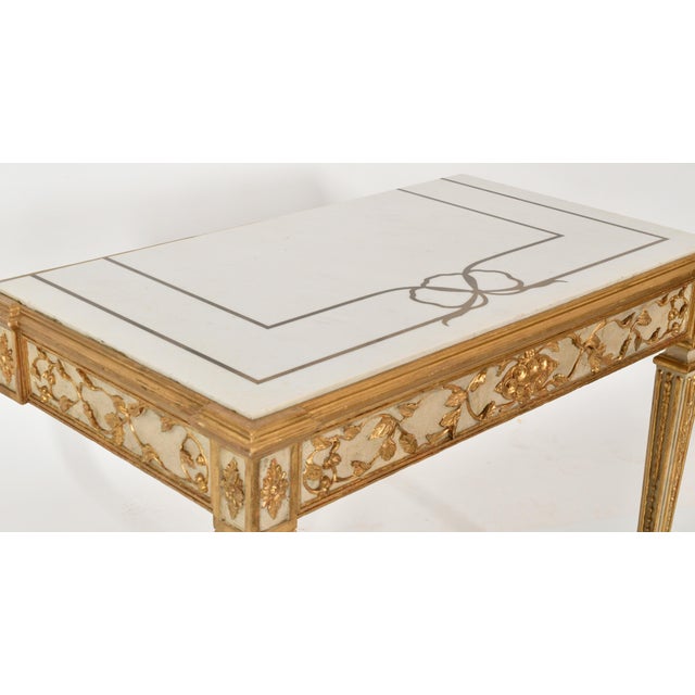 1920s Italian Painted Giltwood Marble-Top Console / Entry Table Italian, Early to Mid- For Sale - Image 5 of 11