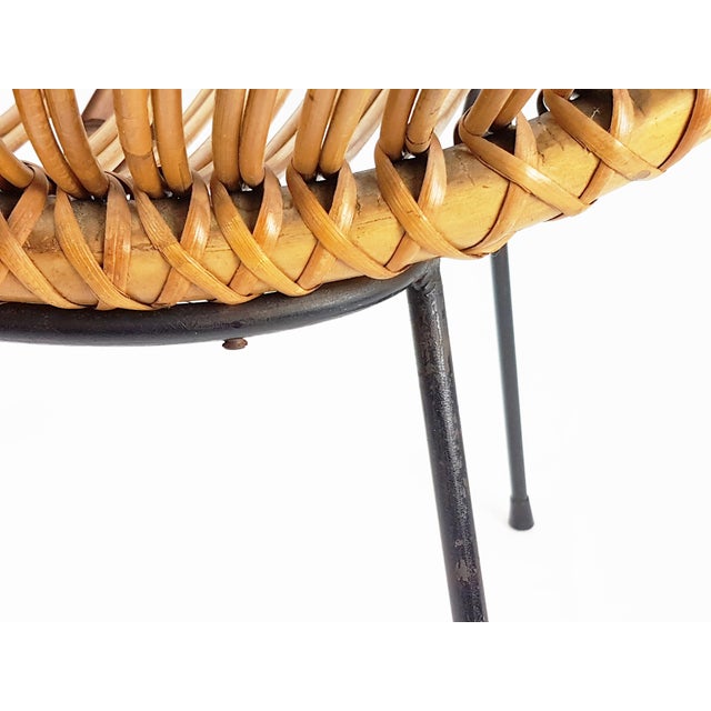 Black Mid-Century Italian Rattan and Black Metal Chair, 1950s For Sale - Image 8 of 14