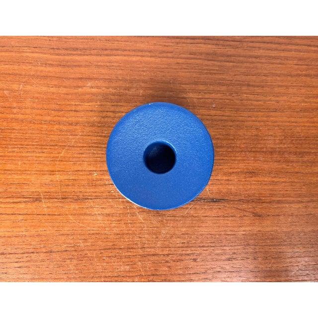 Danish Blue Cast Iron Candleholder from Normann Copenhagen, in Very Good conditions. Designed from 2000 This piece has an...