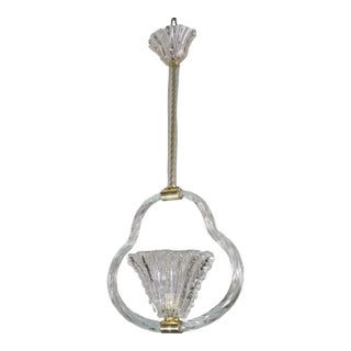 1940s Charming Ercole Barovier Art Deco Chandelier, "Bullicante" Glass Murano For Sale
