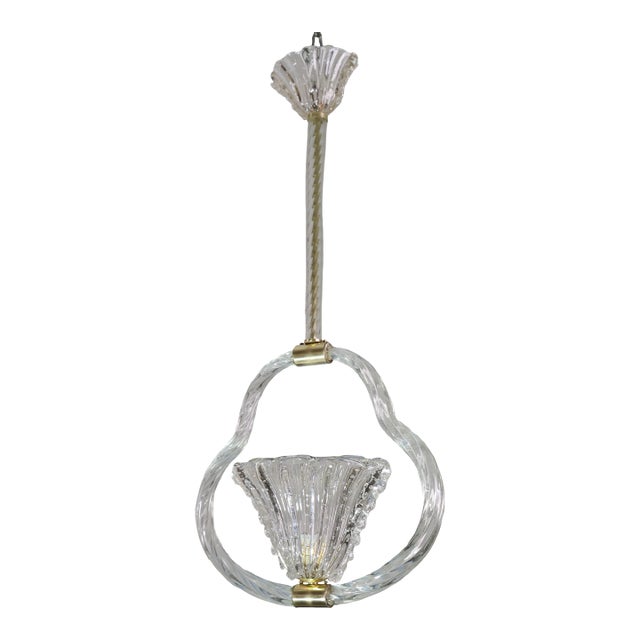1940s Charming Ercole Barovier Art Deco Chandelier, "Bullicante" Glass Murano For Sale