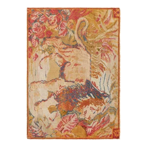 Vintage Karavar Rug With Polychromatic Lion Pictorial, From Rug & Kilim