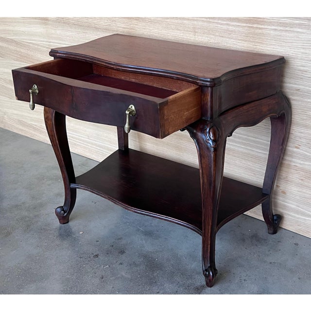 Wood French Nightstands with Drawers and Cabriole Legs, 1900s, Set of 2 For Sale - Image 7 of 18