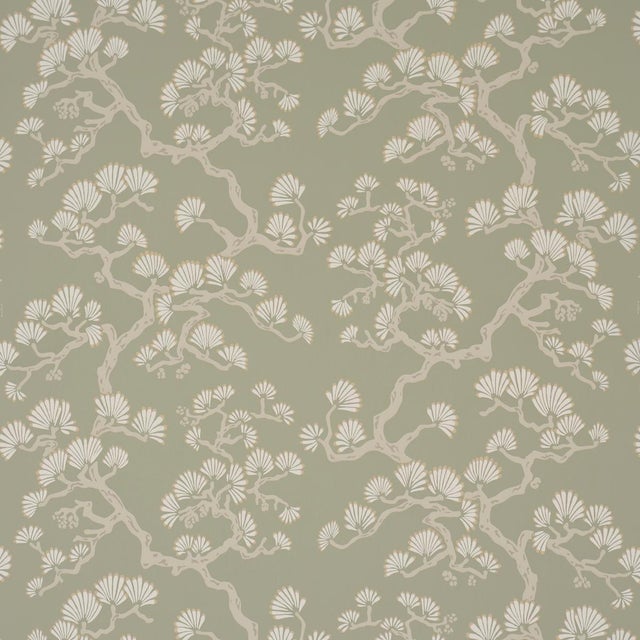 2020s Sample - Schumacher Hinata Wallcovering In Sage For Sale - Image 5 of 5