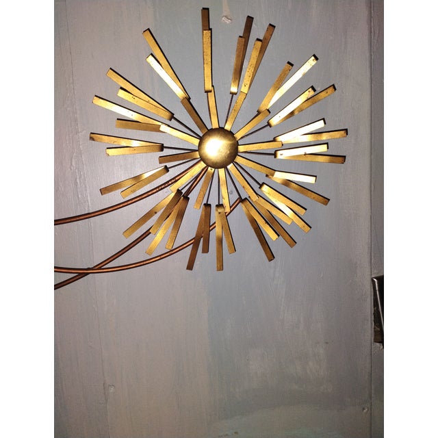 Mid Century Modern Brutalist Brass and Copper Four Starburst Wall Sculpture For Sale - Image 11 of 12