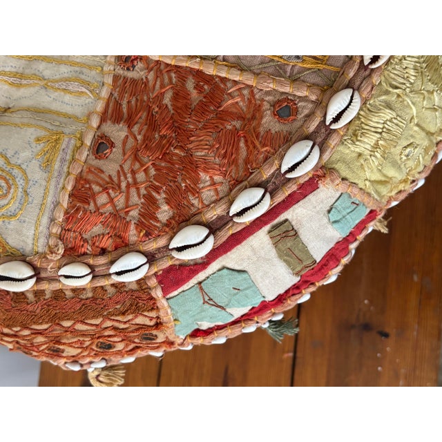 Pouf India Khambadiya Colorful Patchwork Stool - Shells Mirrors Abc Furniture Boho Chic For Sale - Image 9 of 12