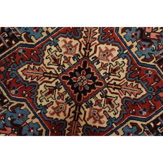 Red Heriz Rug 7’11” X 11′ Red Wool Vintage Traditional Hand-Knotted Carpet For Sale - Image 8 of 15