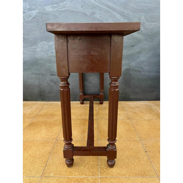Spanish Renaissance Revival Carved Oak Console Table with Drawer, 1930s For Sale - Image 6 of 11