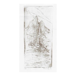 1976 Waterfall Landscape Lithograph by John Bradley For Sale