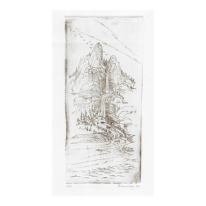 1976 Waterfall Landscape Lithograph by John Bradley