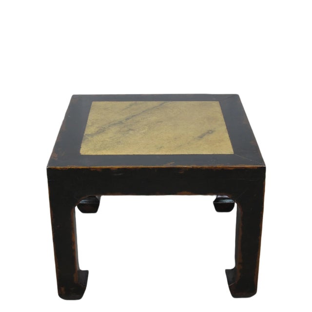Marble Top Square and Distressed Black Vintage Accent or Side Table or Coffee Table, 18"h For Sale In Greensboro - Image 6 of 6
