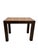 A handsome vintage mid-century modern small side table featuring a rich, dark wood frame, clean architectural lines, and a...