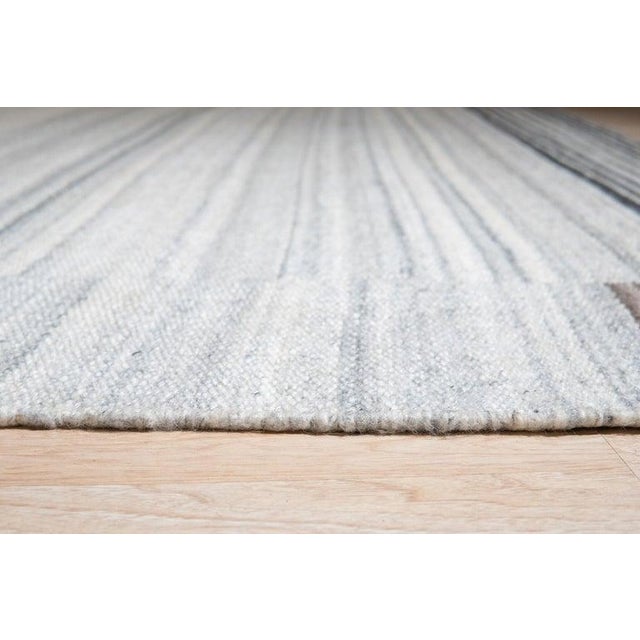 3x5 Gray Handwoven Wool Viscose Subtle Linear Texture Geometric Carpet Rug For Sale - Image 4 of 12