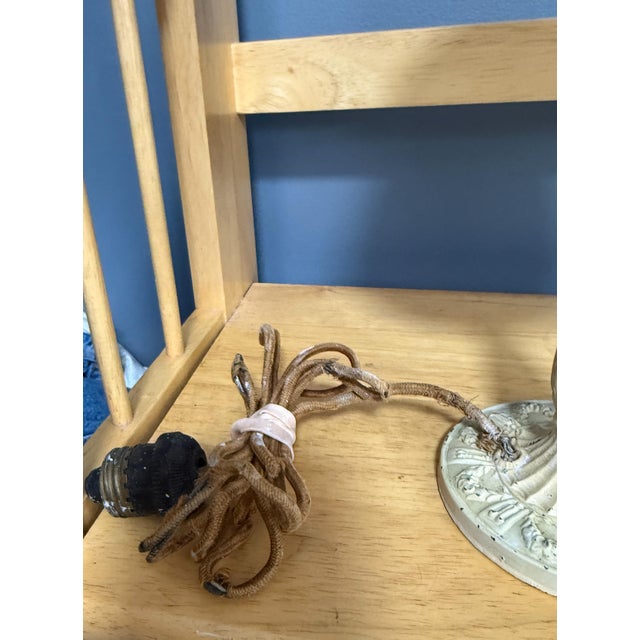 Antique 1920s Reverse Painted Puffed Glass Boudoir Lamp Jefferson Style Scenic Sunset For Sale - Image 14 of 15