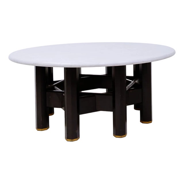 Coffee Table with Round Marble Top by Jan Vlug, Belgium, 1970s For Sale