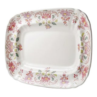 Large Antique Serving Platter in Polychrome Ironstone with Daisies from Longchamp, 1890s For Sale