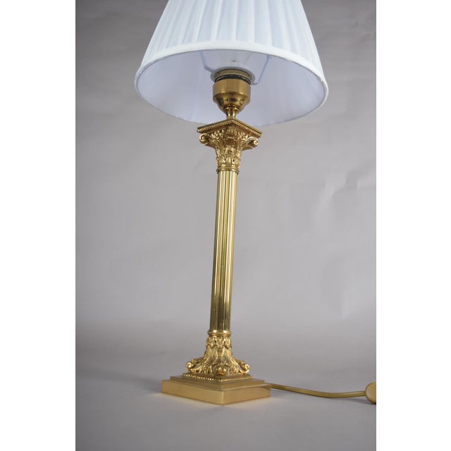 Tall Vintage Neoclassical Brass Table Lamp with Black Marble Base, 1950s For Sale - Image 6 of 12