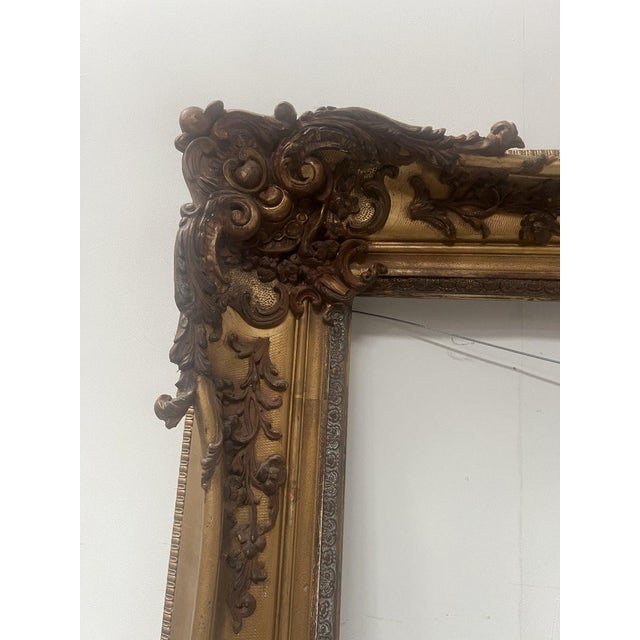 Large louis xv style frame in wood and gilt stucco floral motif good condition dimensions: h 195 x w 161 x d 15 cm...
