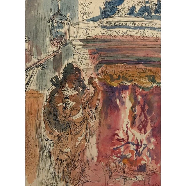 Eliane Diverly, Happy Hotel in Amboise, 1960s, Watercolor on Paper For Sale - Image 8 of 8