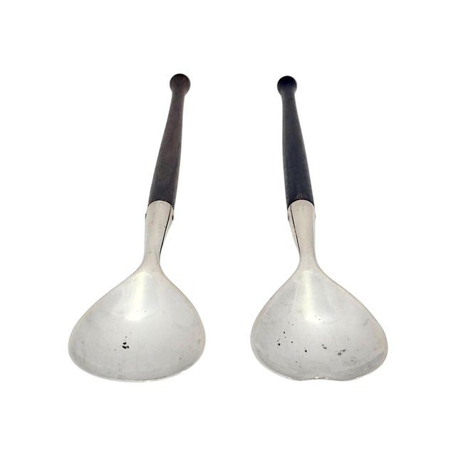 Mid 20th Century Jacob Grimminger Mid-Century German Sterling Silver and Hardwood Serving Set For Sale - Image 4 of 9