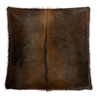 Reversible 16” X 16” Premium Brazilian Watusi Cowhide Pillow Cover – Sculptural Spine Composition - Handcrafted by Pablo Sota Designs. For Sale
