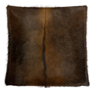 Reversible 16” X 16” Premium Brazilian Watusi Cowhide Pillow Cover – Sculptural Spine Composition - Handcrafted by Pablo Sota Designs.
