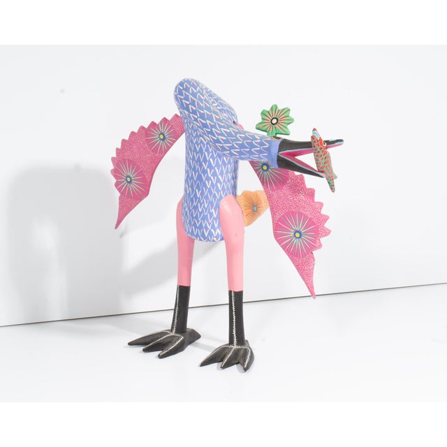 Mexican Oaxacan Alebrije Mexican Bird Wood Carving by Porfirio Sosa Gutierrez For Sale - Image 3 of 11
