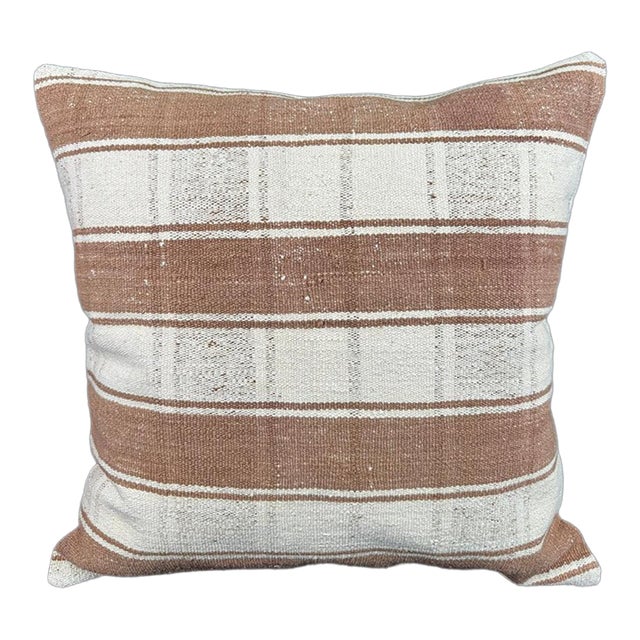 Turkish Hemp Pillow Cushion Natural Beige Brown Pillow Cushion Cover 24"x24" For Sale