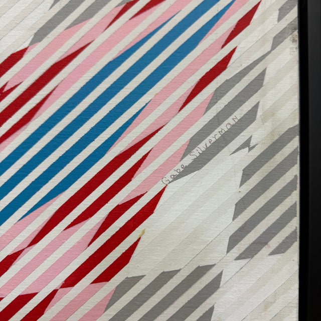 Oversized Gabe Silverman 1980s Abstract Op Art Painting, Newly Framed For Sale In Miami - Image 6 of 12