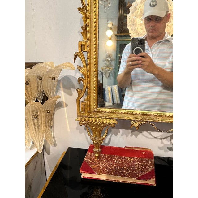 Wood Italian Carved and Giltwood Neo-Classical Mirror For Sale - Image 7 of 9