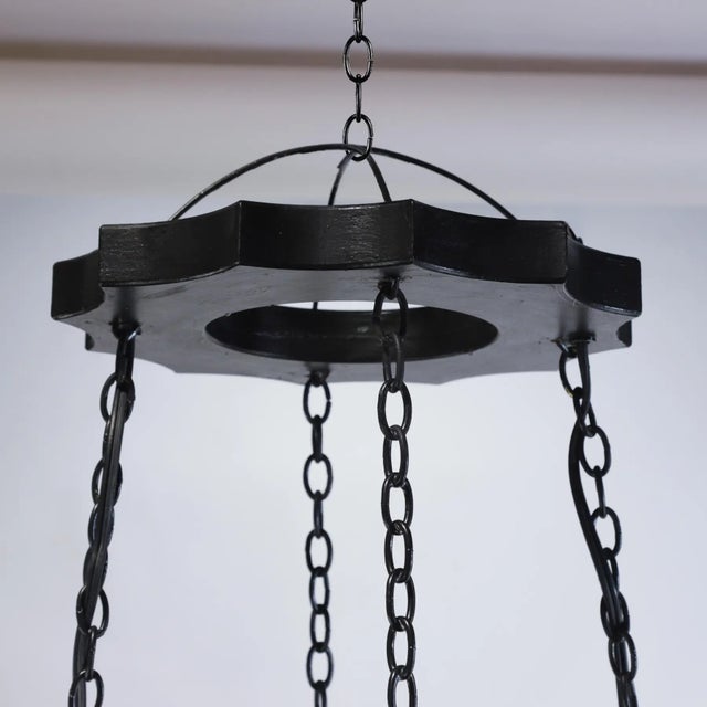 Vintage Handcrafted Iron Black and Gold 8-Light Pendant For Sale In New York - Image 6 of 10