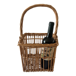 Vintage 4 Bottle Wicker Wine Basket
