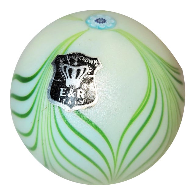 1970s Blown Glass Paperweight by Golden Crown E&r For Sale