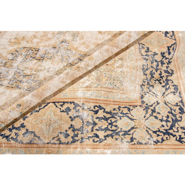 Mid 20th Century Mid-20th Century Vintage Distressed Wool Rug 10 X 14 For Sale - Image 5 of 10