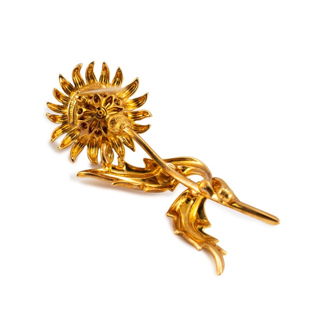 Modern Vintage Tiffany & Co. Schlumberger 18k Yellow Gold Lapis Lazuli Diamond Brooch For Sale - Image 3 of 8