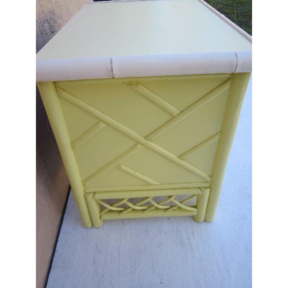 1970s Vintage Ficks Reed Style Bamboo Nightstand Yellow 2 Drawer For Sale - Image 12 of 12
