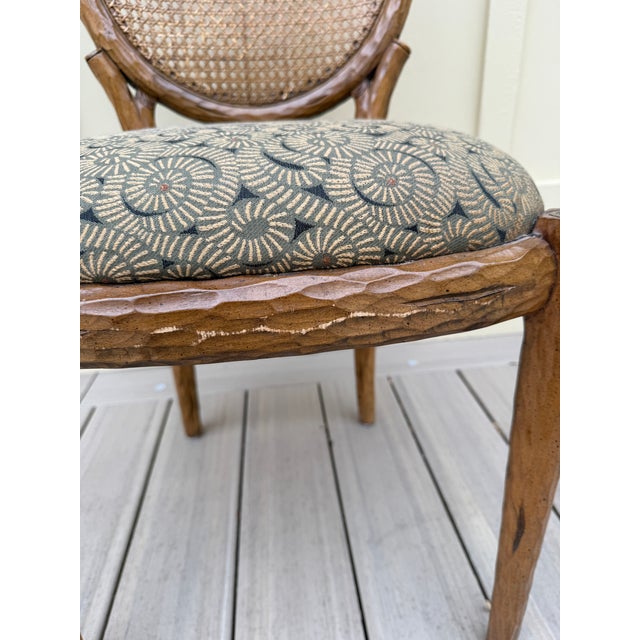 Set of 4 Vintage Faux Bois Dining Chairs With Cane Back For Sale - Image 9 of 18