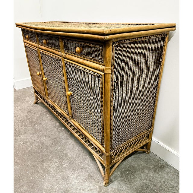 Vintage Italian Rattan and Bamboo Sideboard, Italy, 1970s For Sale - Image 10 of 12