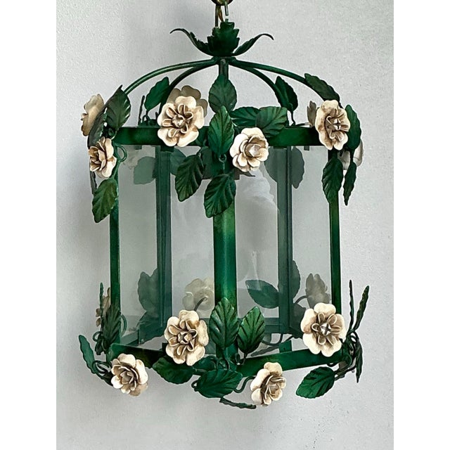 Vintage Floral Tole Lantern For Sale - Image 11 of 12