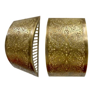 Hollywood Regency Style Brass Filigree Design Wall Sconce, a Pair For Sale