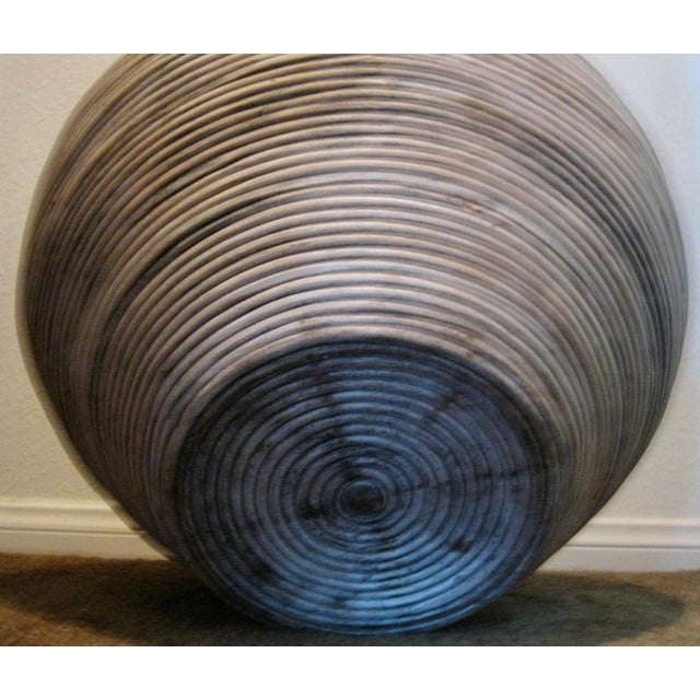 Vintage Coastal Sophistication White Pencil Reed Rattan Floor Vase in Ginger Jar Shape For Sale - Image 4 of 8