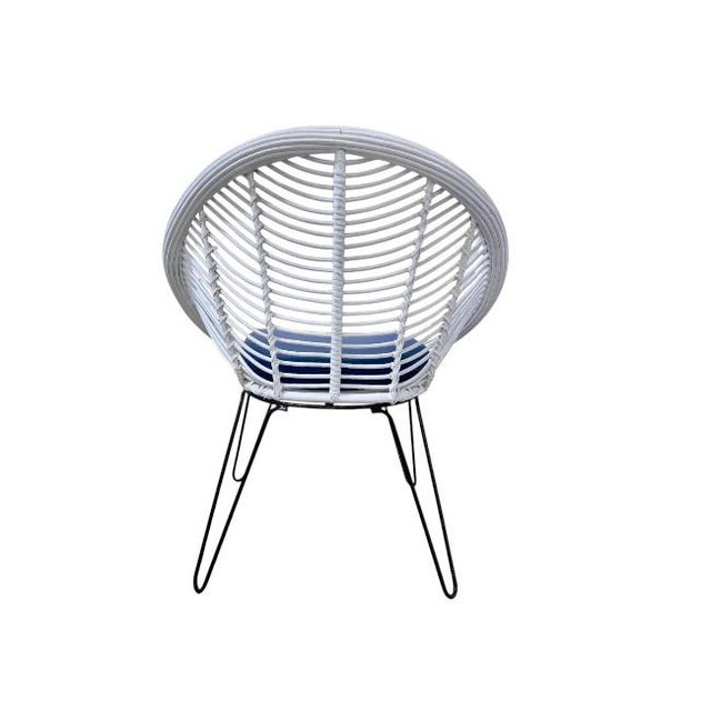 1960's Italian Web Chair With Hairpin Legs & Sunbrella Cushion For Sale In West Palm - Image 6 of 6