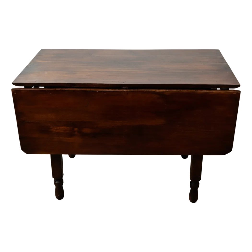 Antique Solid Wood Drop Leaf Gateleg Dining Table | Chairish